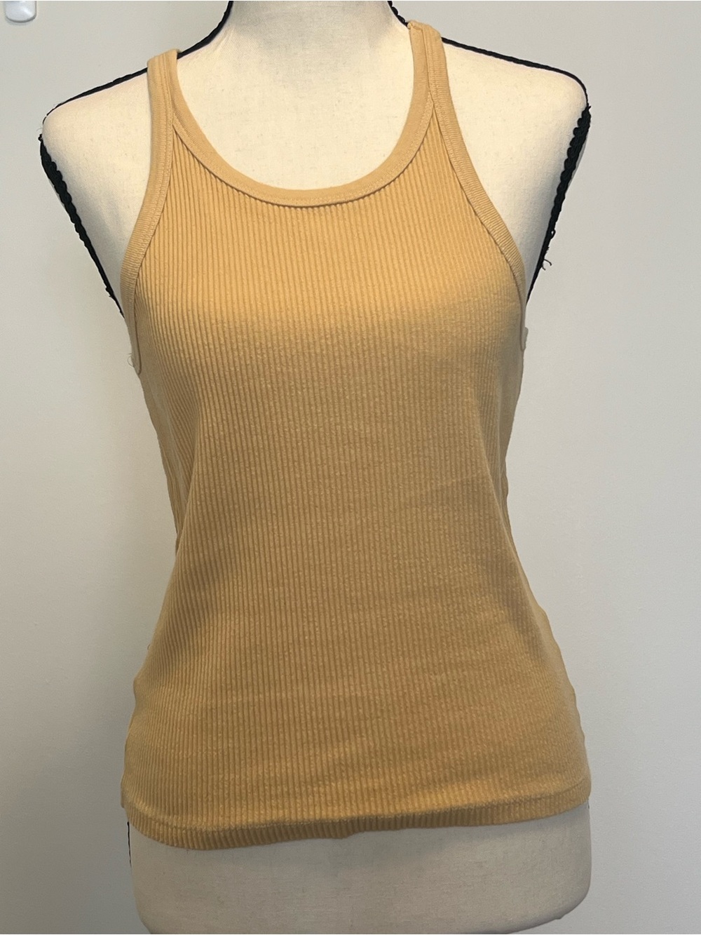 French Connection Pale Cream Ribbed Tank Top